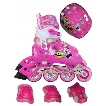 Коньки роликовые Action PW-153 skate set pink M(37-40) в комплекте